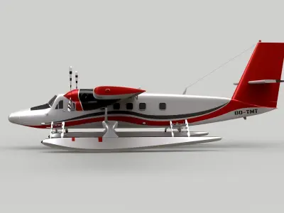 DHC 6 Twin Otter Sea Plane Low-poly 3D model