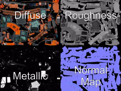 Orange Excavator model pack Low-poly 3D model