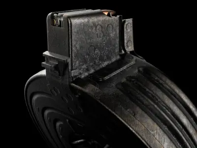 AK Drum Magazine 75 Round Kalashnikov Assault Rifle Game Ready Low-poly 3D model