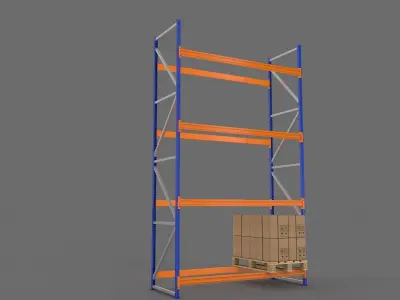 Warehouse Rack and Pallet 3D model