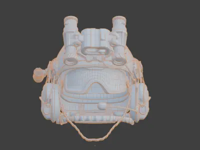 Tactical Military Helmet 3D Model  With Night Vision Mic Goggles 3D model