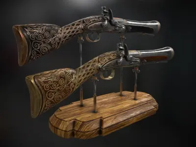 Pirate Musketoon - two skins Low-poly 3D model