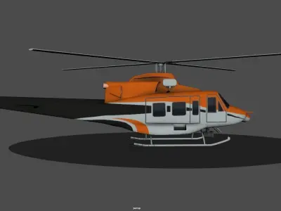 Bell 412 Helicopter low poly game and VR ready Low-poly 3D model