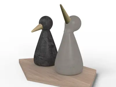 Birds Figurine - Modern Decor Object 3D model