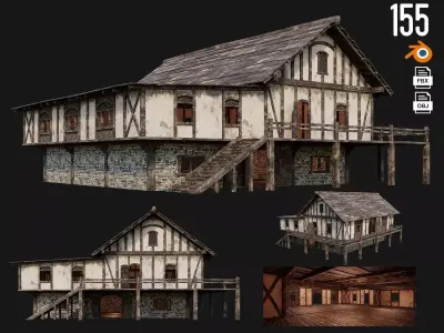 Old Medieval House 4K Textures GameReady 155 Low-poly 3D model