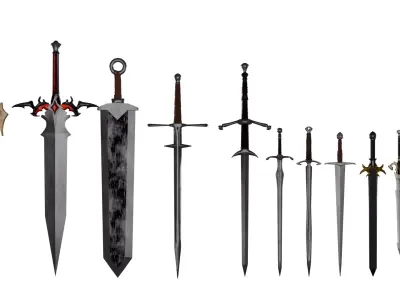 Sword 3D Low poly ready for game asset Free low-poly 3D model