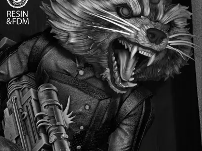 Wicked Marvel Rocket Bust Poster 3D print model