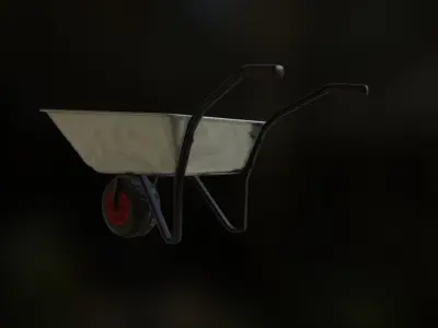Wheelbarrow Galvanized Low-Poly PBR AR VR Low-poly 3D model
