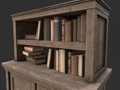 Medieval Environment Props 8 Library Furniture Pack Low-poly 3D model