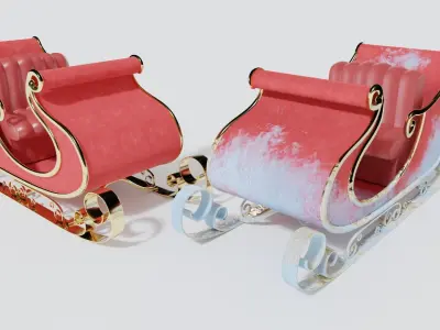 Santas sleigh - Sled PBR Model Low-poly 3D model