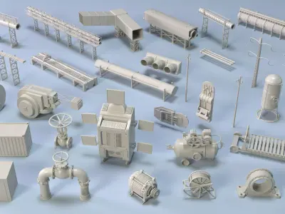 Industrial Units Collection 4 - 29 pieces 3D model
