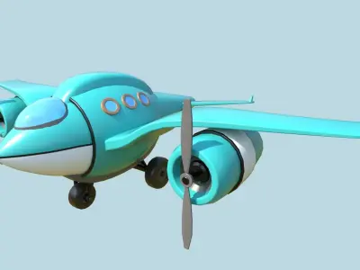 Fat Seagull cartoony stylized plane - 2 texture sets Low-poly 3D model
