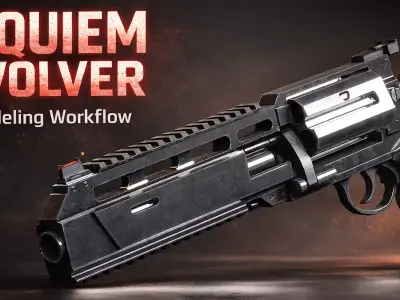 Modeling Leons Requiem Revolver from Resident Evil Full Workflow Low-poly 3D model