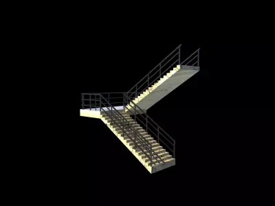 Staircase with railing 3D model
