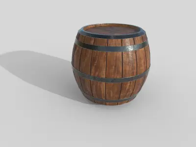 Varnished Wooden Barrel 3D model