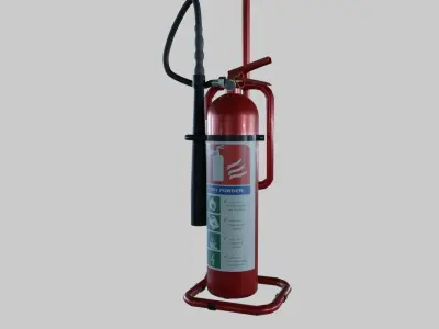 Fire Extinguisher with Support - Safety and Emergency Equipment Low-poly 3D model