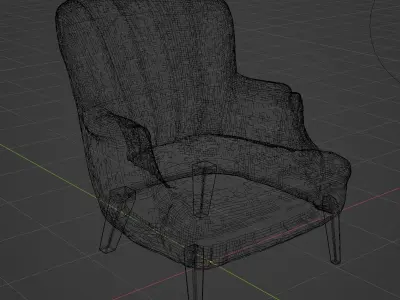 Antique Chair with Ugly Outdated Flower Pattern Low-poly 3D model