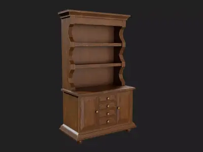 Classic Wooden Display Cabine Low-poly 3D model