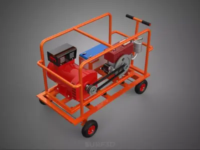 CAGE GENERATOR SET GENSET DIESEL ENGINE POWER DYNAMO ALTERNATOR 3D model