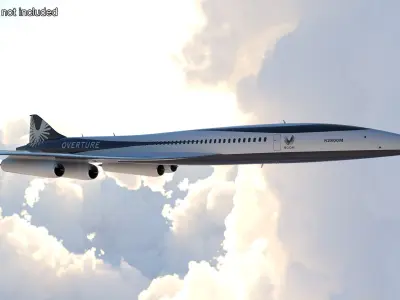  Overture Supersonic Jet Aircraft Rigged for Cinema 4D 