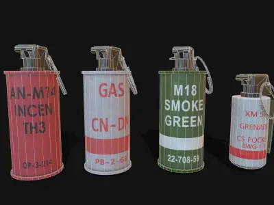 Grenades pack 10 models Low-poly 3D model