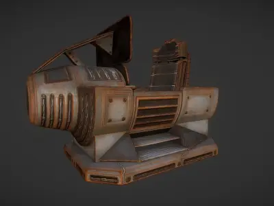 Futuristic Control Module Rusty Version Low-poly 3D model