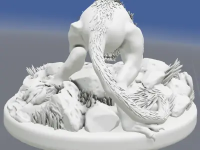 Monster creature on rock 3D print model