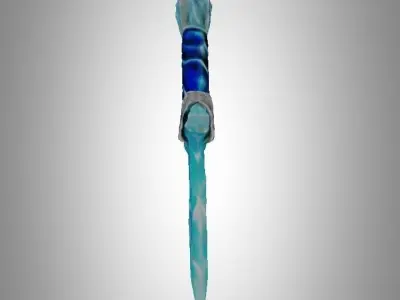 Blue diamond crystal dagger Low-poly 3D model