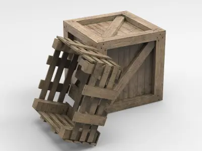 Wooden Box Crate Low-poly 3D model Low-poly 3D model purchase