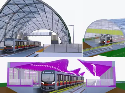 Warsaw metro stations bundle 3D Model Pack