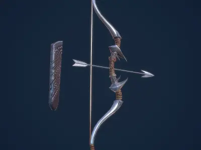 Bow and Arrow 3D LowPoly Game Model Weapon Game-Ready Bow Suit Low-poly 3D model