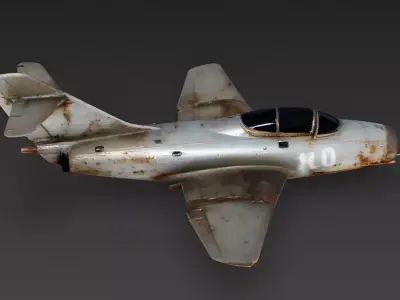 Realistic Abandoned Cold War Jet Fighter 3D Model Low-poly 3D model