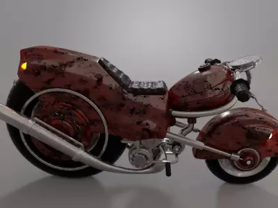 Rusty Custom Motorcycle 3D Model Low Poly Retro Bike 3D model