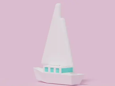 Cartoon Sailing Yacht Low-poly 3D model