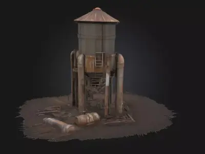 Industrial Water Tower  Pillar of Urban Infrastructure 3D model