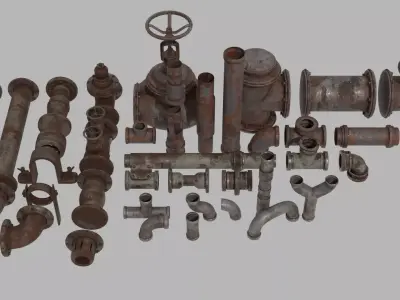 Rusty Pipes Collection Low-poly 3D model