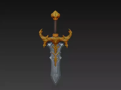 Royal Guard Fantasy Sword - Low Poly Stylized 3D Weapon Low-poly 3D model