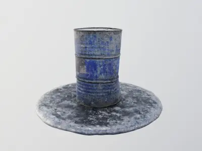 Blue Weathered Drum Platform - Game Ready 3D Asset 3D model