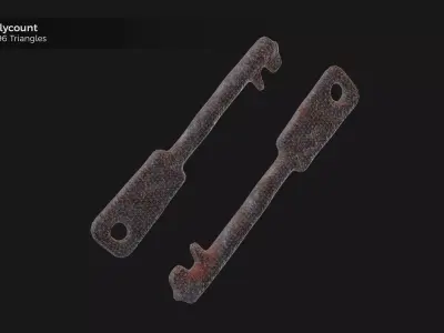 Ancient Roman Key PBR game ready Low-poly 3D model