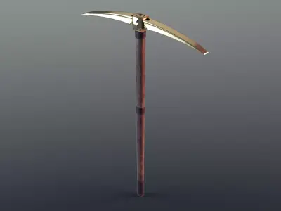 Pickaxe - Gold Low-poly 3D model