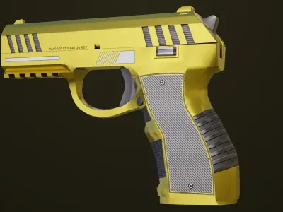  Golden Pistol 04 All PBR Unity UE Textures Included Low-poly 3D model