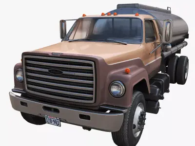 80s tanker truck Low-poly 3D model