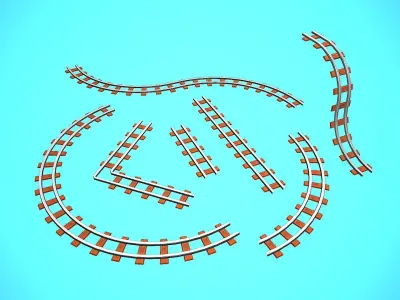MODULAR RAILS CARTOON STYLIZED Low-poly 3D model