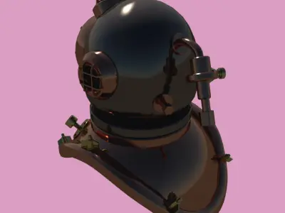 Chinese diving helmet Low-poly 3D model