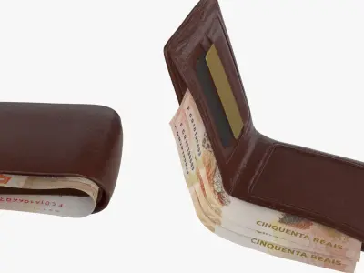 Brazil 50 Reais Wallet Money Purse 3D model