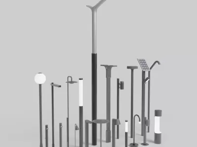 Pack Of Modern Street Lamps Free low-poly 3D model