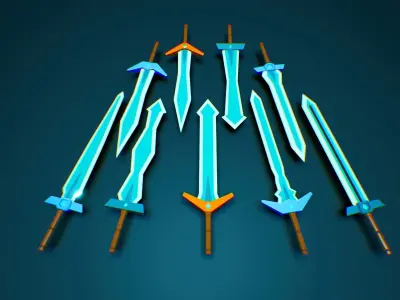 LowPoly Medieval Sword Pack Low-poly 3D model