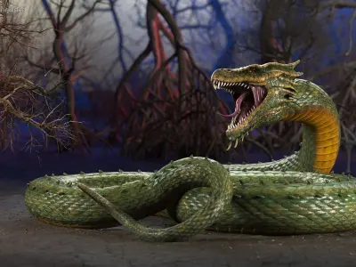 Aggressive Serpentine Dragon 3D model
