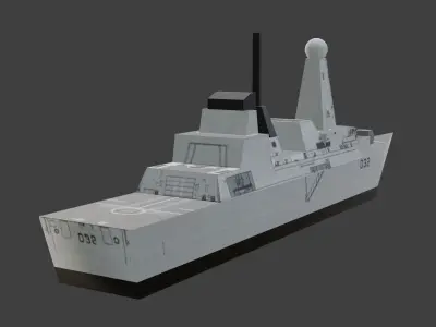 Low Poly Type 45 destroyer Low-poly 3D model