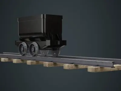 Mining Cart 1A Low-poly 3D model